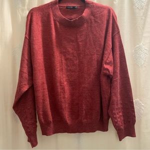 Red and White Knit Crewneck Sweater